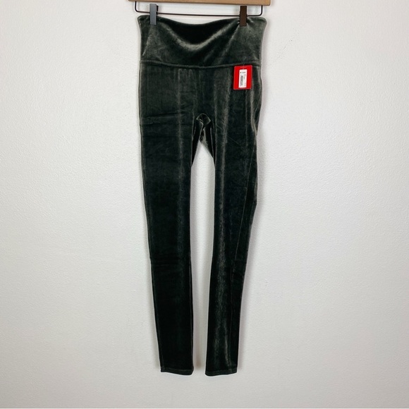 Spanx Velvet Leggings in Dark Palm Green - Picture 2 of 6